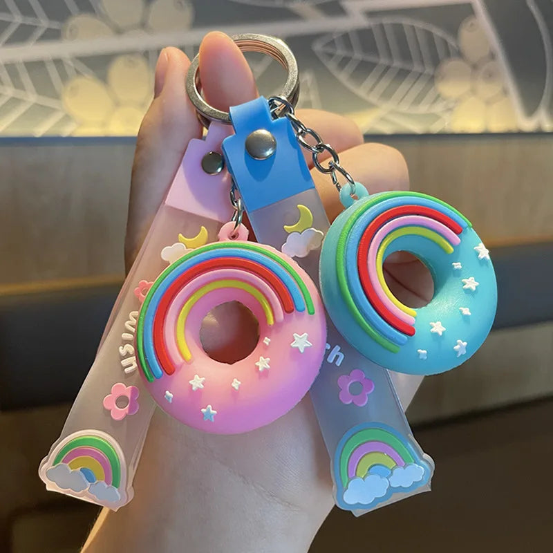 Cartoon Donut Cute Boudoir Personality Keyringchain Backpack Small Pendant Accessories Keychain Couple Decoration Gift Wholesale