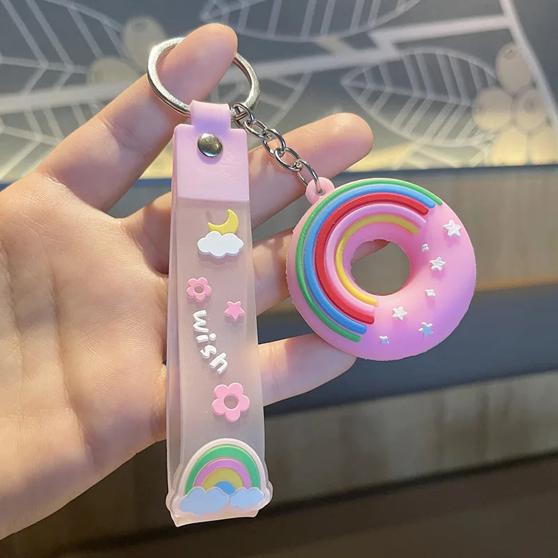 Cartoon Donut Cute Boudoir Personality Keyringchain Backpack Small Pendant Accessories Keychain Couple Decoration Gift Wholesale