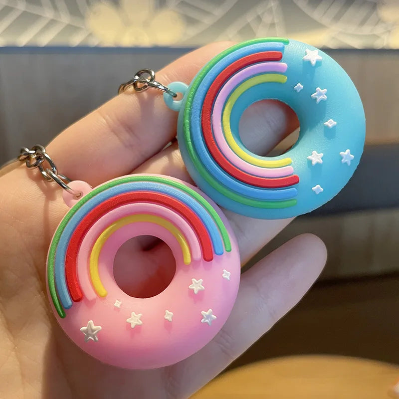 Cartoon Donut Cute Boudoir Personality Keyringchain Backpack Small Pendant Accessories Keychain Couple Decoration Gift Wholesale
